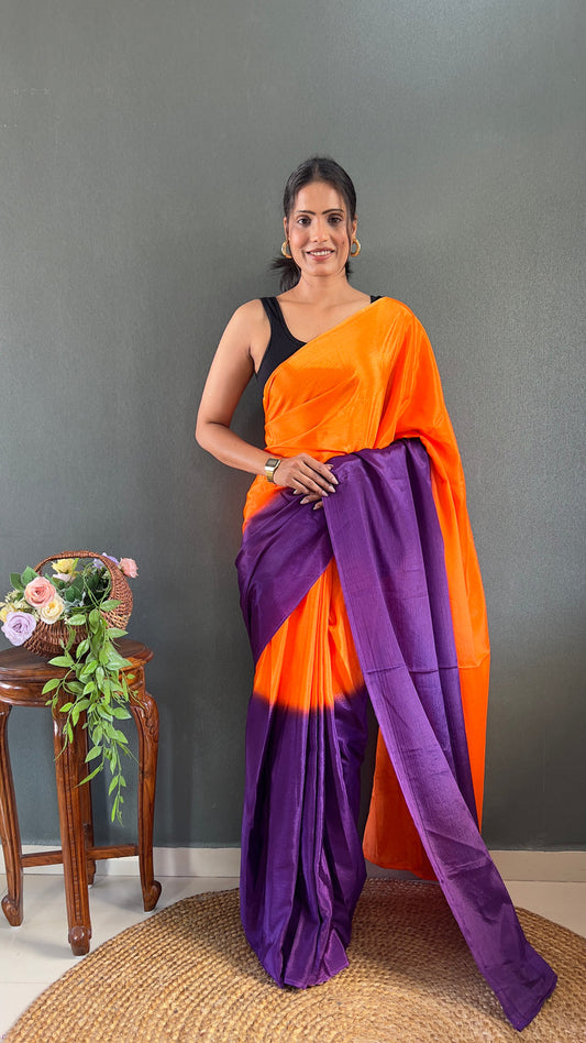 Ready to Wear Chinon Saree with Premium Satin Blouse