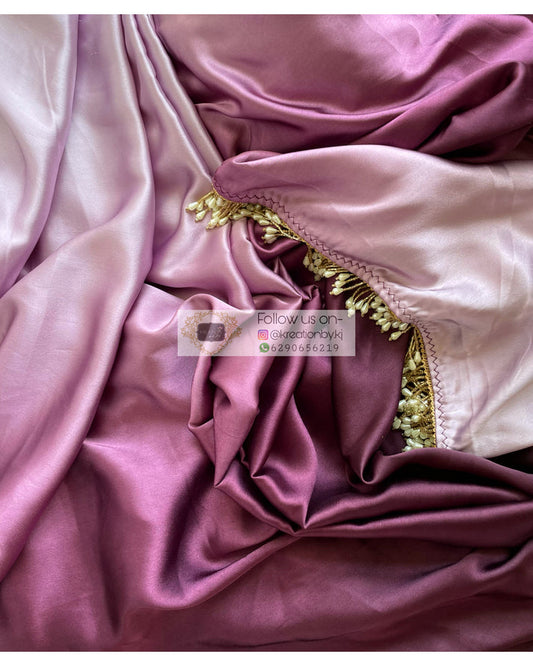 Black Currant Ombré Crepe Silk Saree with Handmade Tassels on Pallu